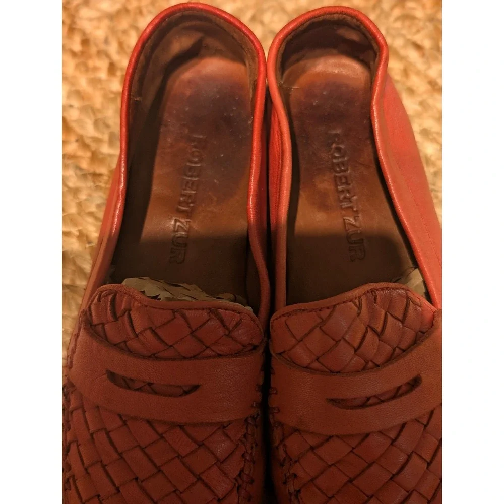 Robert Zur Petra Woven Leather Driving Loafers Red Womens 8M Penny Moccasins
